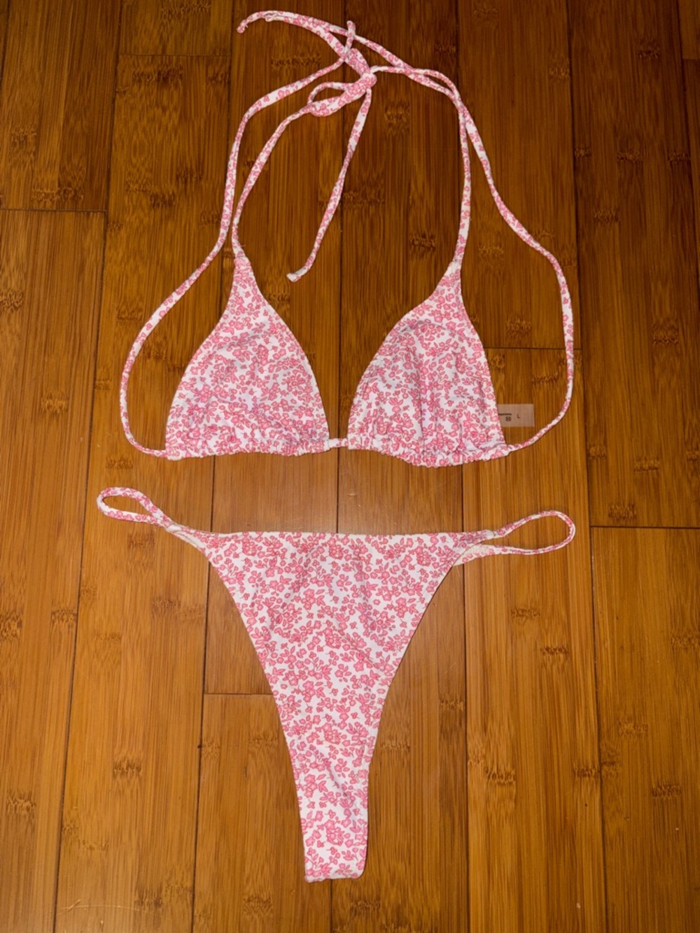 Pink Floral Triangle Bikini Set - Women's Swim